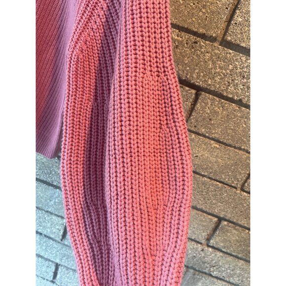 Staud Aura Pink Knit Sweater Balloon Sleeves Womens XL Soft Wool & Cotton Blend - Picture 8 of 14